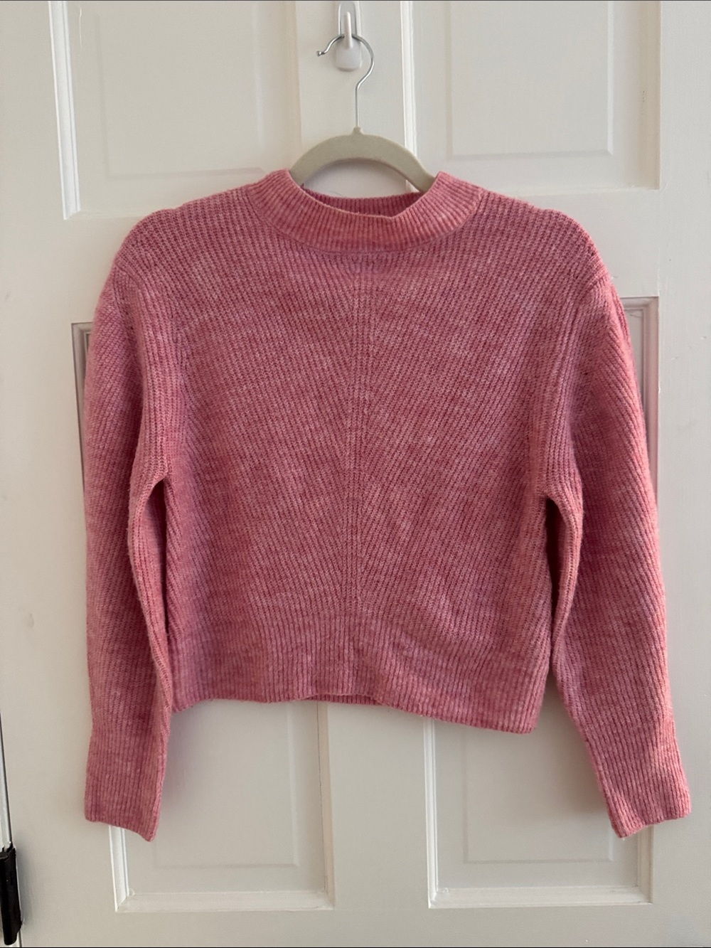 Topshop Pink Ribbed Turtleneck Boxy Sweater